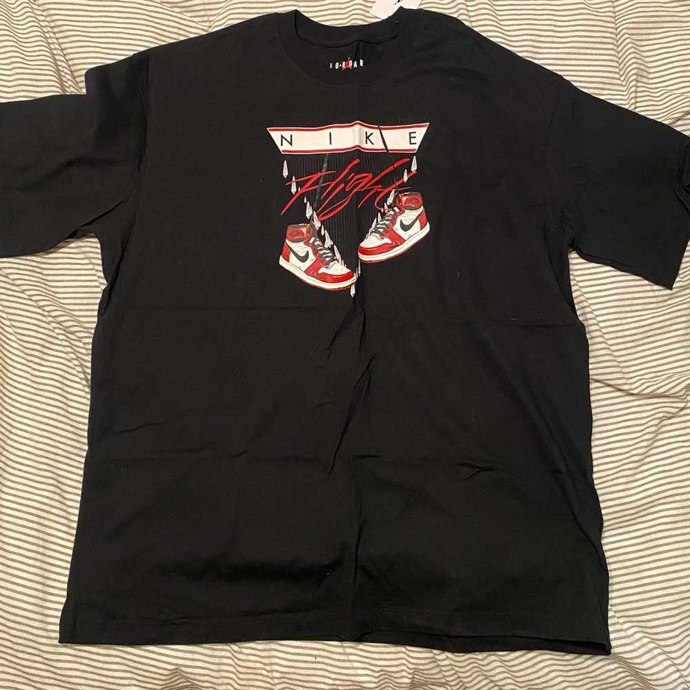 Jordan Black Oversized Tee with Red Logo